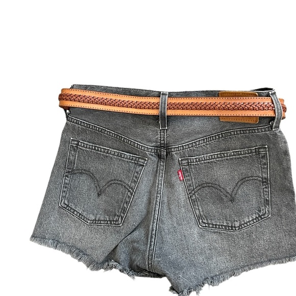 Levi 501 original short faded black grey wonen short size 27 denim cut off - Picture 4 of 8